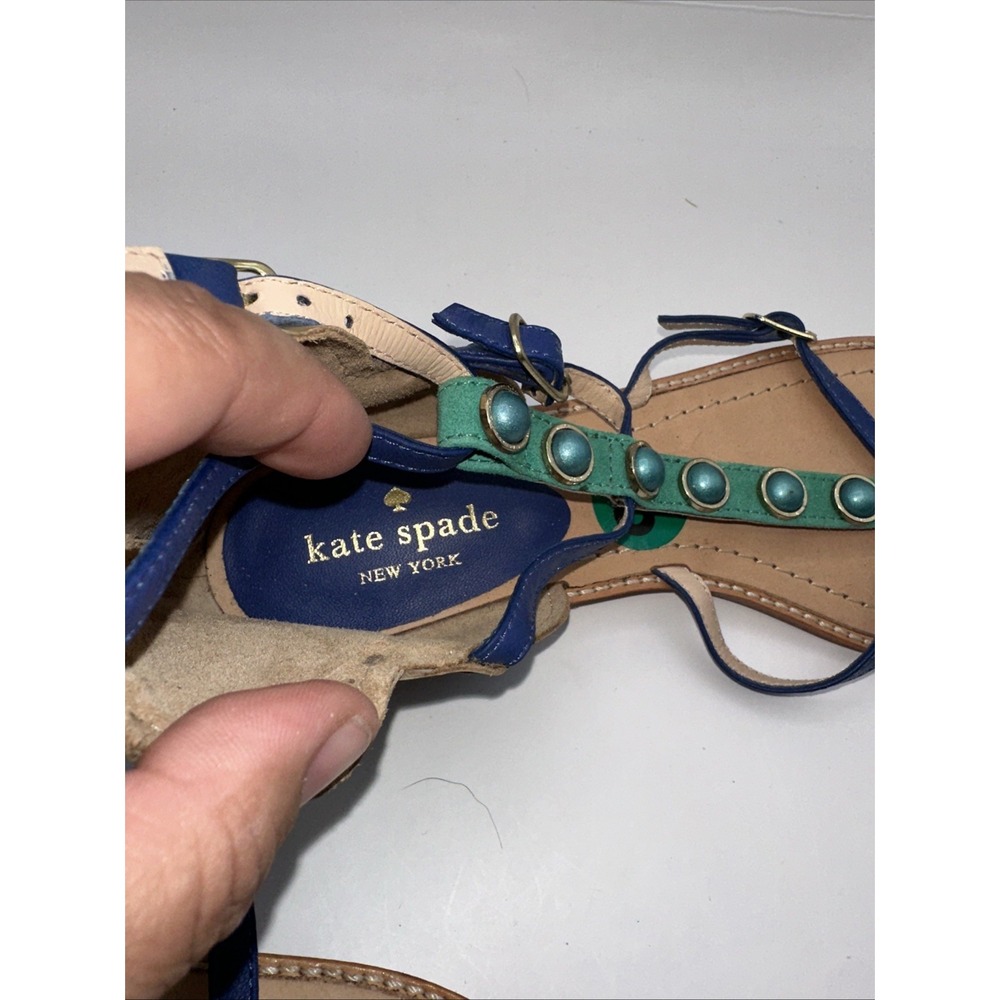 Kate Spade New York Soto Peacock Emerald Nappa Leather Sandals – Women's Size 8 - Picture 3 of 10